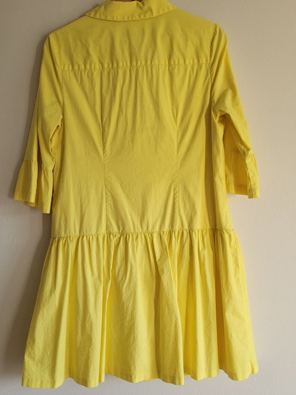 DKNY Yellow Ruffle Flared Dress Ruffled Sleeves Size 10 - Picture 3 of 5